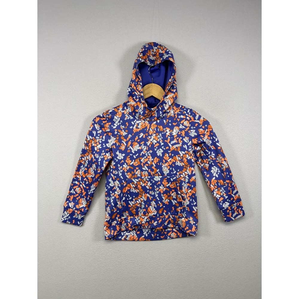 Athletic Under Armour Youth Small Purple Orange Confetti Print Loose Hoodie